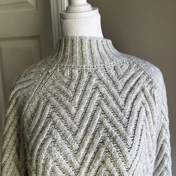 Cozy Chevron Knit Mock Neck Sweater Pullover - Neutral Tones, Stylish & Warm - Picture 8 of 8